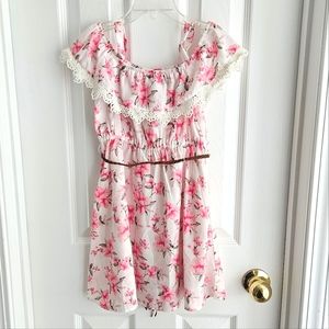 Girls Pink and White Floral Dress Size 6 Lavender Brand